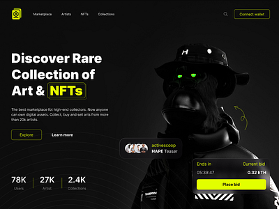 NFTs Platform art binance blockchain crptocurrency crypto cryptoart design ethereum homa age ilias landing page marketplace nftmarketplace nfts platform token ui ui design web design website design