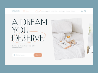 Bed linen - hero screen design bedroom ecomerce linen minimal shop stoe typography ui website