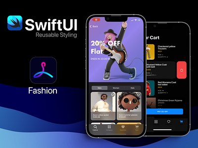 E-commerce project built in swiftUI apple bag cart branding design developer e commerce illustration logo shop store swift swiftui ui ux