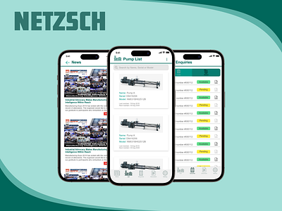 Netzsch Mobile Application branding design engineering graphic design mobile application product detail pump pump product sign in textfilling ui uidesign