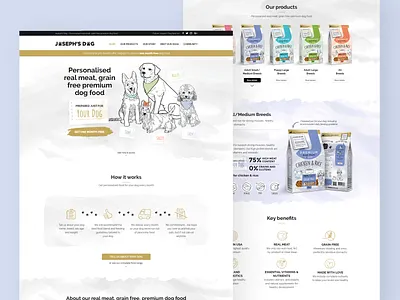 Joseph's Dog website design - online eCommerce dog food shop animal branding clean design dog dog food e commerce ecommerce modern online shop product page shop shopify store ui uiux user interface ux website website design
