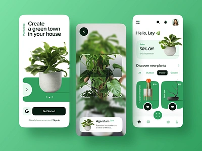 Plants Shop App Concept android carts concept eco plant app ecommerce app interface ios leaves mobile app nature online store plants shop app ui ui design ux