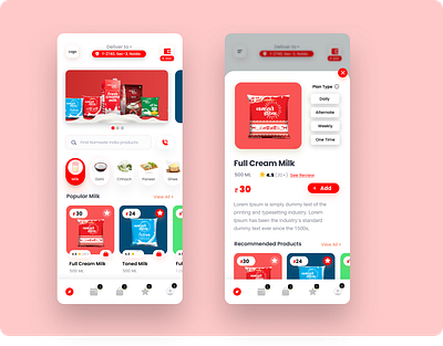 Home Delivery Mobile App for Dairy company app design mobile ui ux web design website