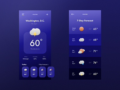 Minimal Weather App app design dark mode forecast minimal app night mode weather app
