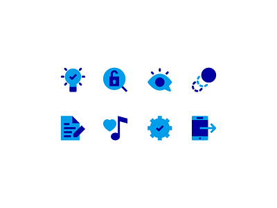 Blue icons animation design eye icon icons idea illustration lock minimal minimalism minimalist music phone search settings smart phone vector write