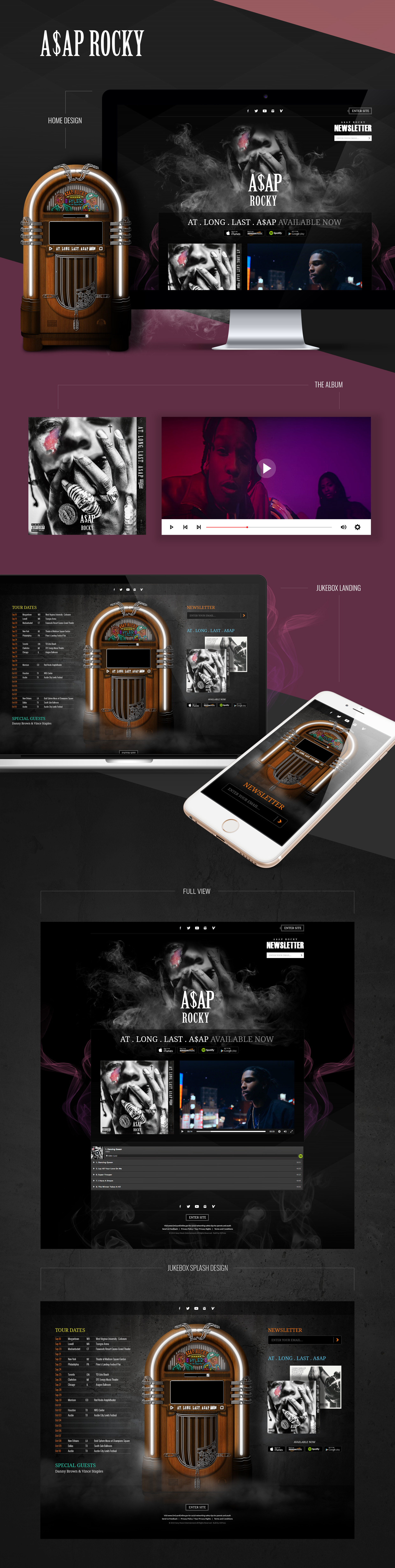 A$AP Rocky | Splash Websites design music website ui ui design user interface ux design web web design web designer web uixu website website design uiux website designer