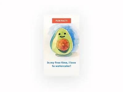 Fun Fact Card avocado card design drawing fun green ilustration painting ui watercolor web design