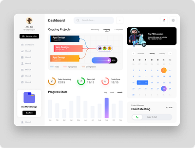 Project Management Dashboard for Product based startup app design mobile ui ux web design website