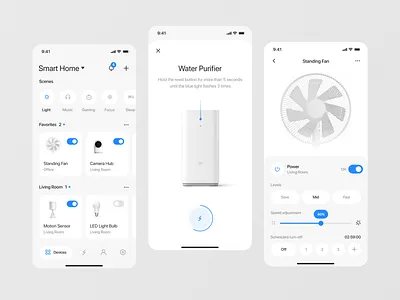 Design concept for smart home app app blue clean connect control controller controls device fan purifier slider smart smart home ui water xiaomi