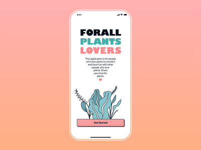 Plants Lovers App app design green landingpage pink ui