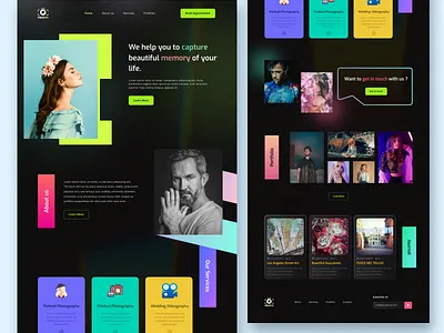 Photopro - Photography Studio Website Design creativity landing page modern design personal branding photographer photography photography studio portfolio website professional ui design uiux user interface web design