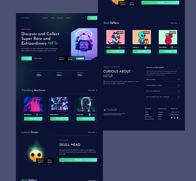 cuboid nft dark design landing page nfts ui ux web