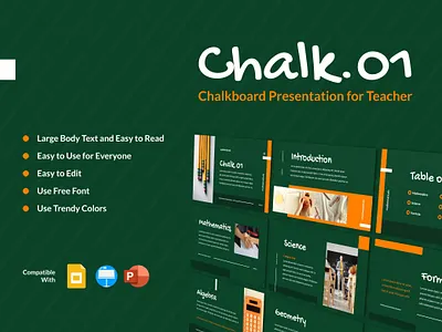 CHALK01 - Chalkboard Presentation for Teacher blackboard chalkboard education google google slides keynote learn power point presentation school slides teacher templates