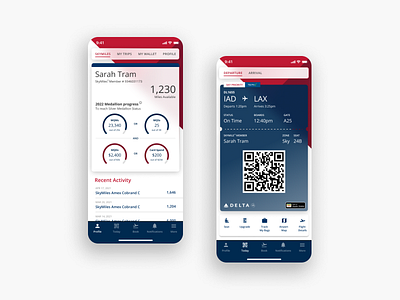 Delta Redesign Concept airlines blue concept design challenge figma glassmorphic glassmorphism mobile phone app practice product red redesign tickets ui ui design uidesign white