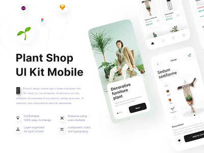 Plant Shop UI Kit Mobile 🌱 android animation app design cactus clean design flower flowerstore garden ios leaf leaves mobile plant plant shop plantstore pot product design ui ux