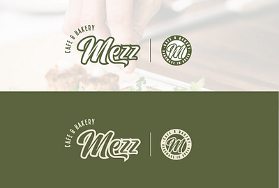 Mezz Cafe and Bakery badge bakery branding cafe catering coin icon mezzanine new hampshire script typography