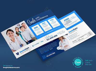 Dental Postcard Coupon Code Canva Design Template dental direct mail dental direct mail marketing dental postcard design dental postcard marketing dental postcard template dental postcards