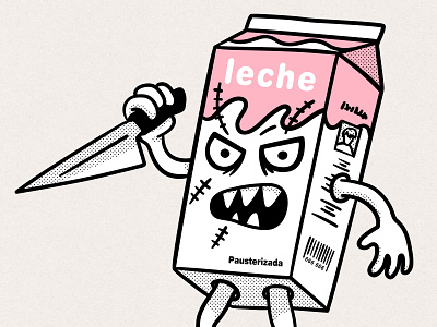 Leche asesina blur box chucky dairy drawing illustration knife leche milk vegan veganism