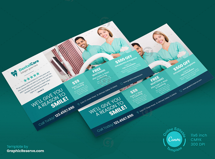 Dental EDDM Template by Graphic Reserve on Dribbble