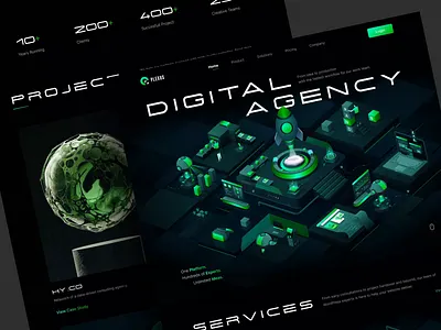 Plexus - Digital Agency Landing Page Website 3d agency animation company creative agency dark design digital agency home page illustration isometric landing page motion graphics portofolio professional ui ux vector web