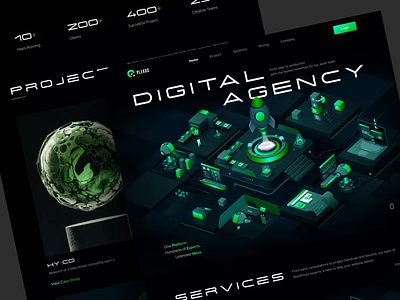 Plexus - Digital Agency Landing Page Website 3d agency animation company creative agency dark design digital agency home page illustration isometric landing page motion graphics portofolio professional ui ux vector web