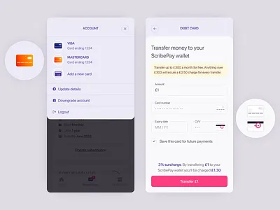 Subscription Pay App - Top Up Wallet card fintech money payment subscription