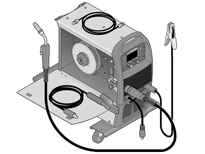 Welding Machine 3dfake adobe illustrator blueprint instructional design instructions isometric powertool step by step svg tech technical drawing technical graphics technical illustration tool vector graphics welder welding