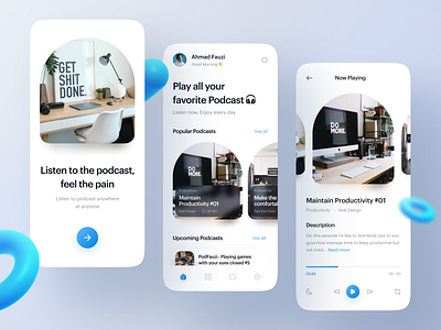 Podkesin Aja - Podcast App Concept 🎧 apple music artist clean design gradient ios live streaming minimal minimalist mobile mobile app music app player podcast podcast app podcasting sound spotify streaming app ui