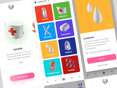 UI Design for Healthcare App 3d app design blender bright colorful design detroit freelance healthcare ios modern product design ui ux vibrant