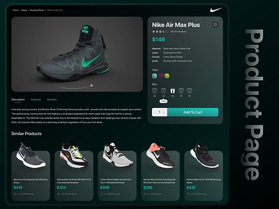 e-commerce product page dark design e commerce e commerce page e commerce ui ecommerce shop ecommerce ui online store product page shoe shop store design store page ui ui design user interface web ui website design