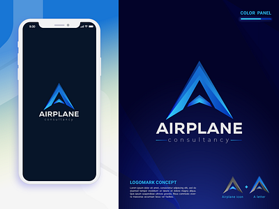 A letter logo design for Airplane Consultancy Brand Company mark a b c d e f g h i j k l m n a letter air airplane brand business logo icon identity letter logo logo logo design logo designer logotype minimal monogram o p q r s t u v w x y z symbol top best logo typography wordmark