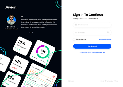 Sign In page Concept for Saas Application auth components dark light login saas sign in testimonials ui