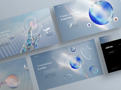 Mural website UI by Milkinside 3d ai animation brand branding c4d dao design fintech glass graphic design illustration motion mural opacity sphere touch ui ux website