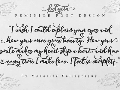 Belycia | a chicc script font | Design By MonoLine Calligraphy 3d animation app branding design graphic design icon illustration logo motion graphics typography ui ux vector