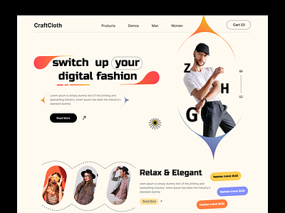 Fashion website UI Exploration article clothing ecommerce fashion fashion blog landing page man fashion photography trend trend2k22 web design