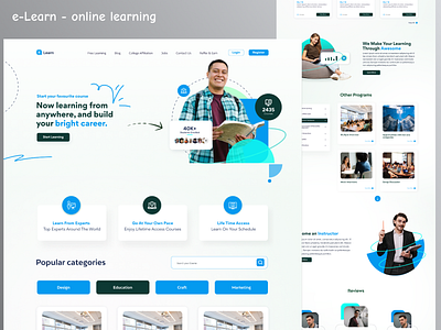 e-Learn - online learning platform dashboard design illustration landing page landing page designer learning partform mobile app ui designer user interface ux designer website