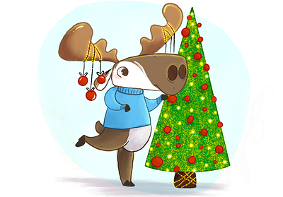 Moose-y Xmas art childrenillustration creative design digitalart digitaldesign graphic design graphics illustration procreate