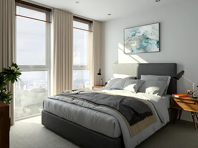 Bedroom 3d architecture archviz branding c4d photoshop redshift3d