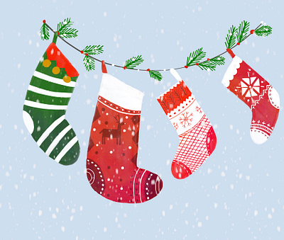 Christmas Stockings art childrenillustration creative design digitalart digitaldesign graphic design graphics illustrate illustration procreate
