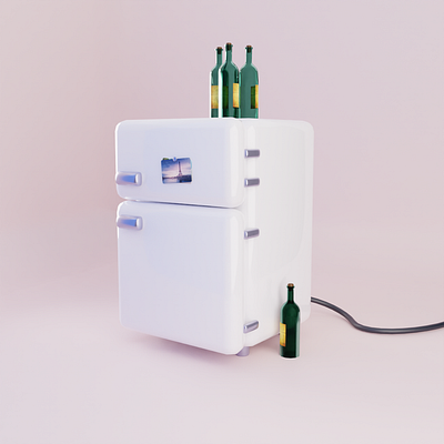 The fridge of somebody who might have a drinking problem 3d blender fridge illustration