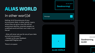 ALIAS WORLD - 371 Digital App alias alias world app figma interface media mobil interface mobil ui play store social user interface ux uı uıux world