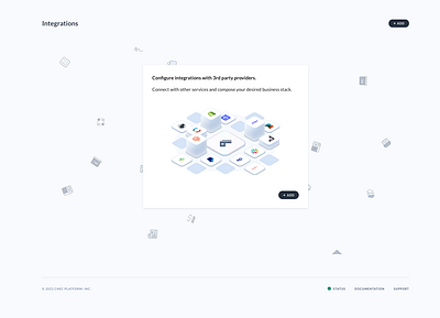 Integrations splash screen for Chec design icon ui design ui development
