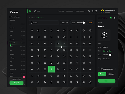 Icon Management Dashboard app dashboard dotchallenge green icon managment ui ui design ux