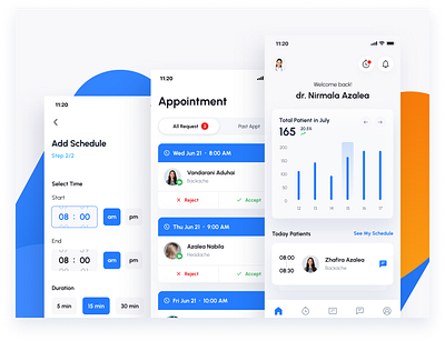 Cecare - Clinic App for Doctor appointment blue booking care clean clinic dark mode doctor doctor app graph health hospital light mode mobile modern patient schedule statistic ui kit urgent care