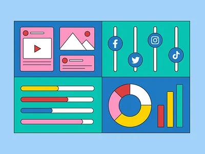 Content Mixtable content flat illustration mixtable social media vector