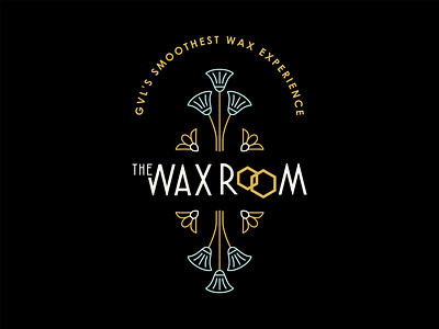 The Wax Room art deco badge bee color design flowers illustration local logo merchandise minimal seal shirt design typography vector waxing