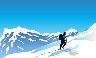 Icy Mountain Hiking 2d art climb cold flat glacier hiker hiking ice icy illustration mountain mountaineer mountaineering snow snowy summit ui vector