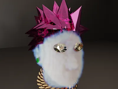 4444 Caratz 3d blender diamonds glass head light nft portrait purple render sculpture