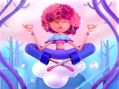 Meditation 3D Work 3d 3d animate 3d animation 3d character 3d illustration 3dsmax animation c4d cute digital art illustration motion nft nft chatacter ui