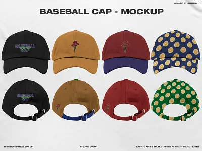 Baseball Cap - Mockup apparel apparel mockup baseball cap baseball hat mockup branding branding mockup cap cap mockup clothing clothing mockup graphic design hat hat mockup hats mockup product design products catalogue snapback